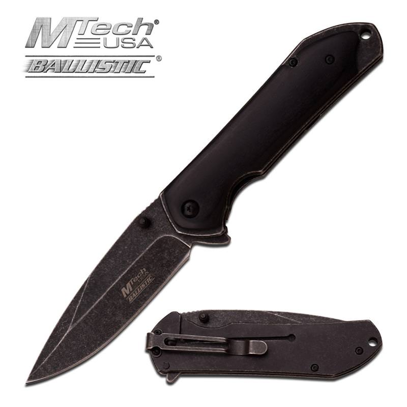 Tactical Stonewash Black Spring Assisted Folding Knife - Tophatter's Army Products & Self Defense Collectible Weapons - Tophatter Daily Deals